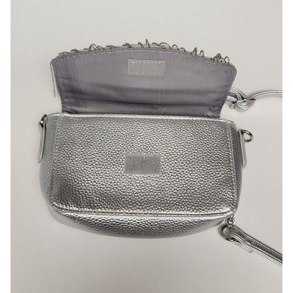 Justice Girls Silver Studded Crossbody Purse Bag With Adjustable Chain Strap - Picture 6 of 8